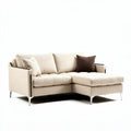 Compact sectional sofa with removable cushions in light beige fabric 150 x 100 x 80cm