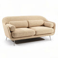 Fabric sofa with curved design and metal legs 200 x 90 x 85cm beige