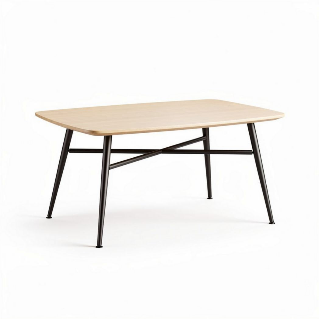Wooden tabletop coffee table with metal legs 120 x 80 x 75cm natural finish