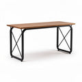 Wooden desk with metal frame for home office 150 x 75 x 75cm brown