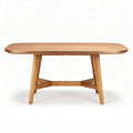 Oak dining table with rounded edges and natural finish 180 x 90 x 75cm