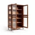 Wooden storage cabinet with glass doors and shelves 80 x 40 x 160cm